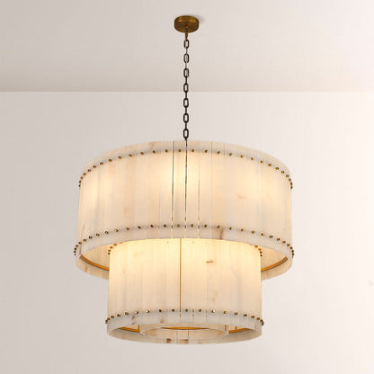 Aurelix Alabaster Round 2-Tiered Chandelier