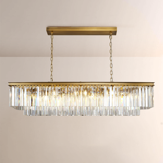 Ryalin Rectangular Glass Chandelier 72"