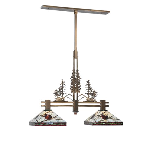 Two Light Down Lighting Island / Billiard Fixture from the Tall Pines Collection