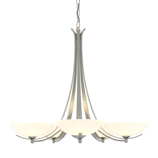Aegis 5 Arm Chandelier 5-Light Opal Glass (GG) in Sterling