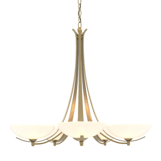 Aegis 5 Arm Chandelier 5-Light Opal Glass (GG) in Modern Brass