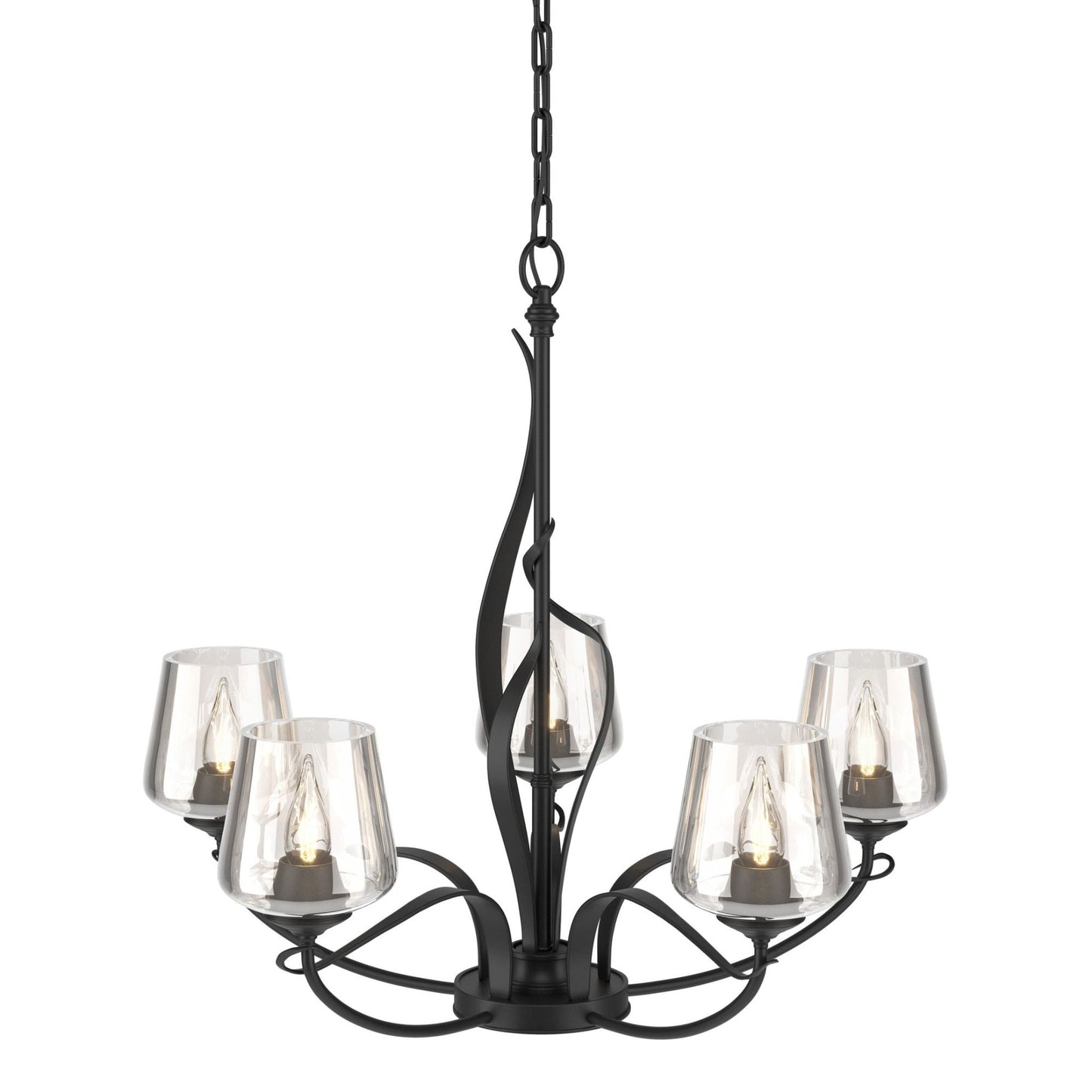Flora 5 Arm Chandelier 5-Light Clear Glass (ZM) in Black