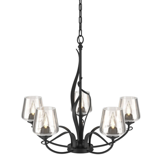Flora 5 Arm Chandelier 5-Light Clear Glass (ZM) in Black