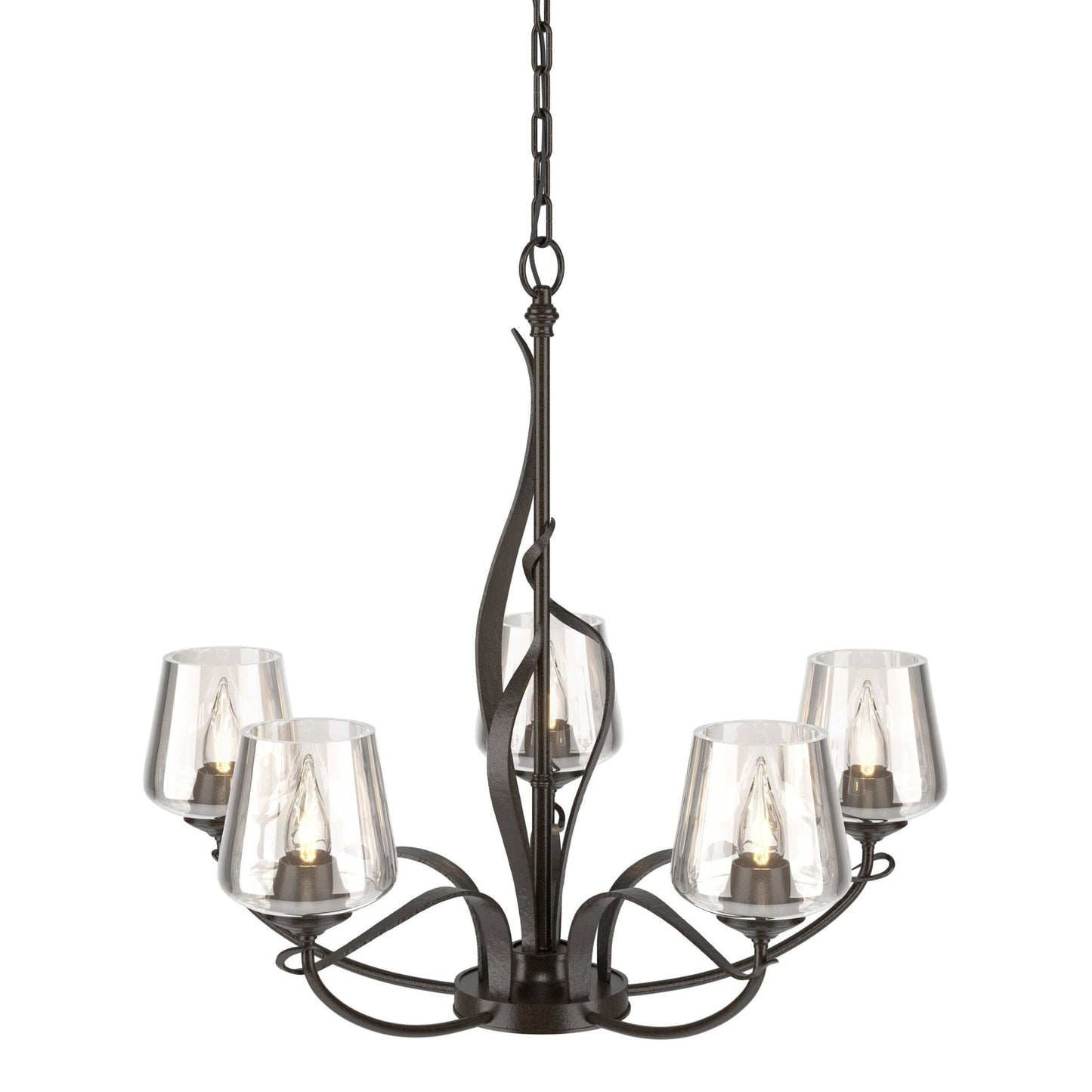 Flora 5 Arm Chandelier 5-Light Clear Glass (ZM) in Oil Rubbed Bronze