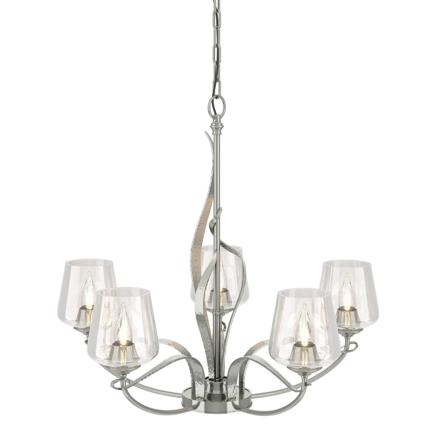 Flora 5 Arm Chandelier 5-Light Clear Glass (ZM) in Sterling