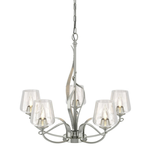 Flora 5 Arm Chandelier 5-Light Clear Glass (ZM) in Sterling