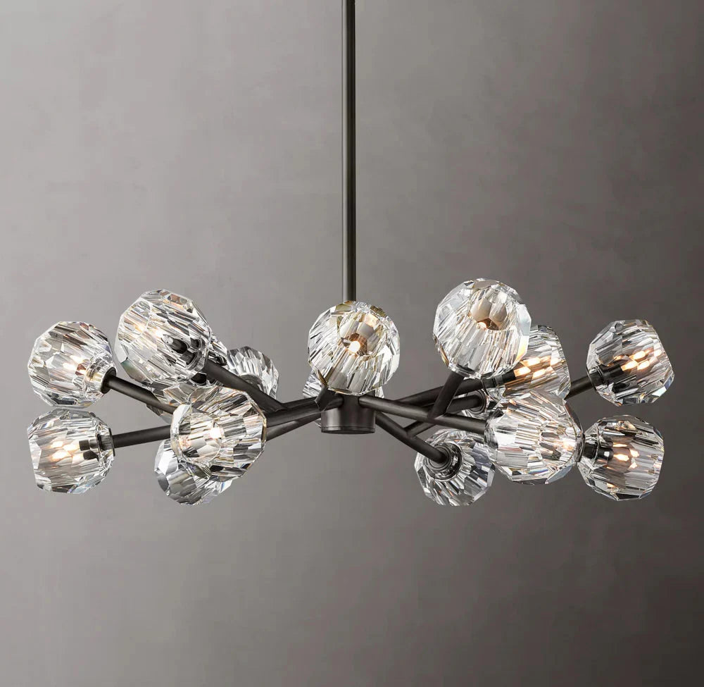 Crystal Sphere Clear Glass Round Chandelier 36"