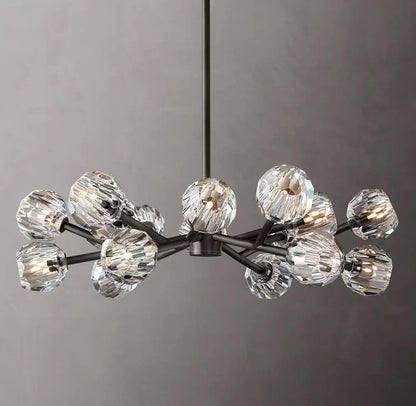 Crystal Sphere Clear Glass Round Chandelier 36"