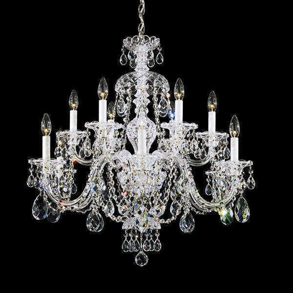 Polished chrome 12 Light Bohemian crystal Chandelier