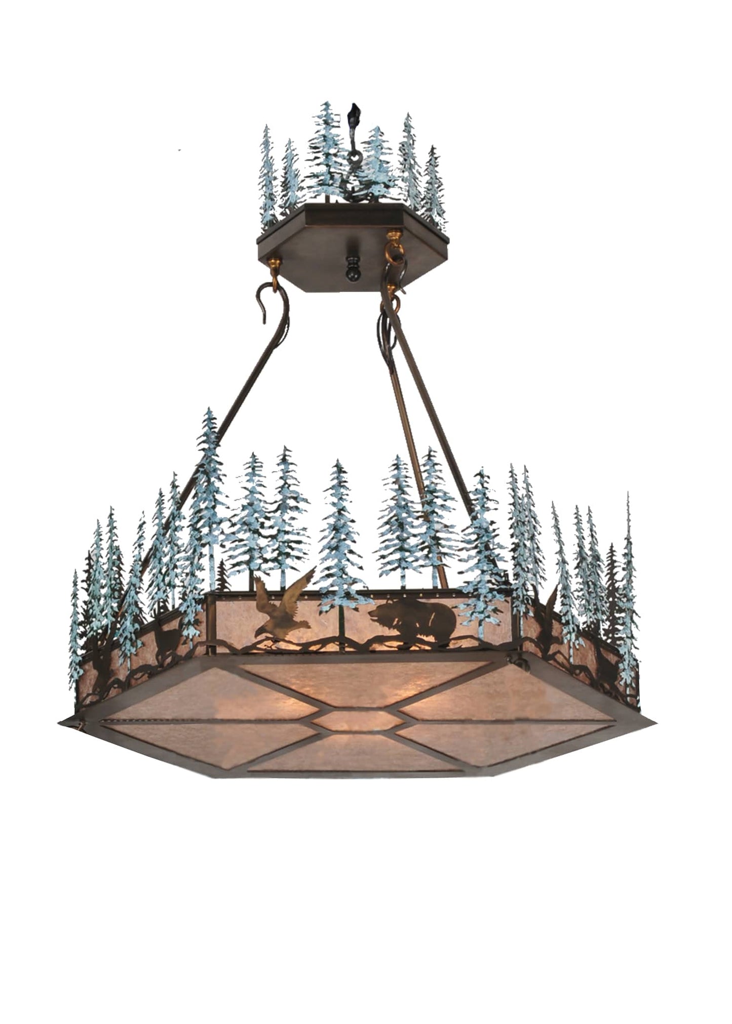 3 Light 37" Wide Pendant with Handmade Shade