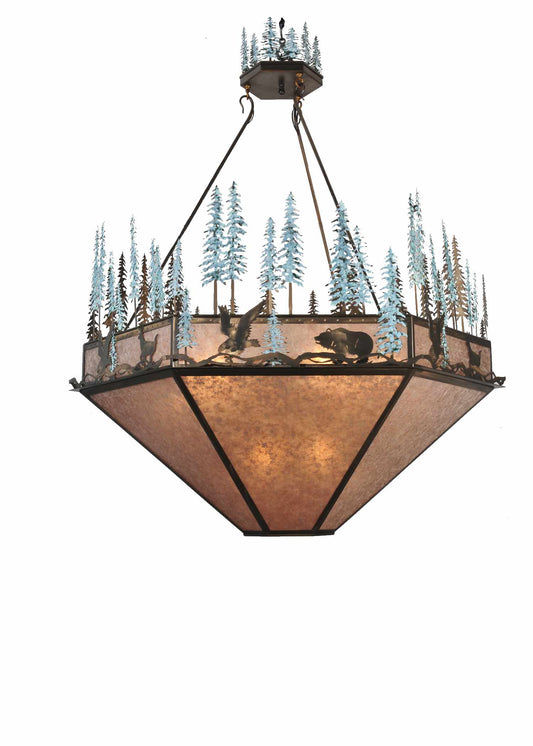 9 Light 60" Wide Pendant with Handmade Shade