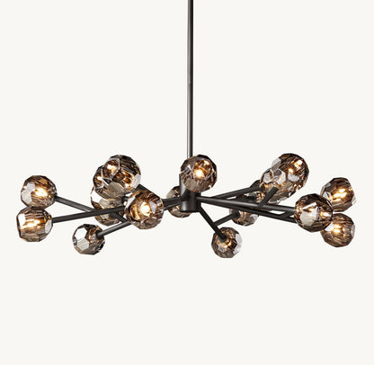 Crystal Globe Smoked Glass Circular Chandelier 48"