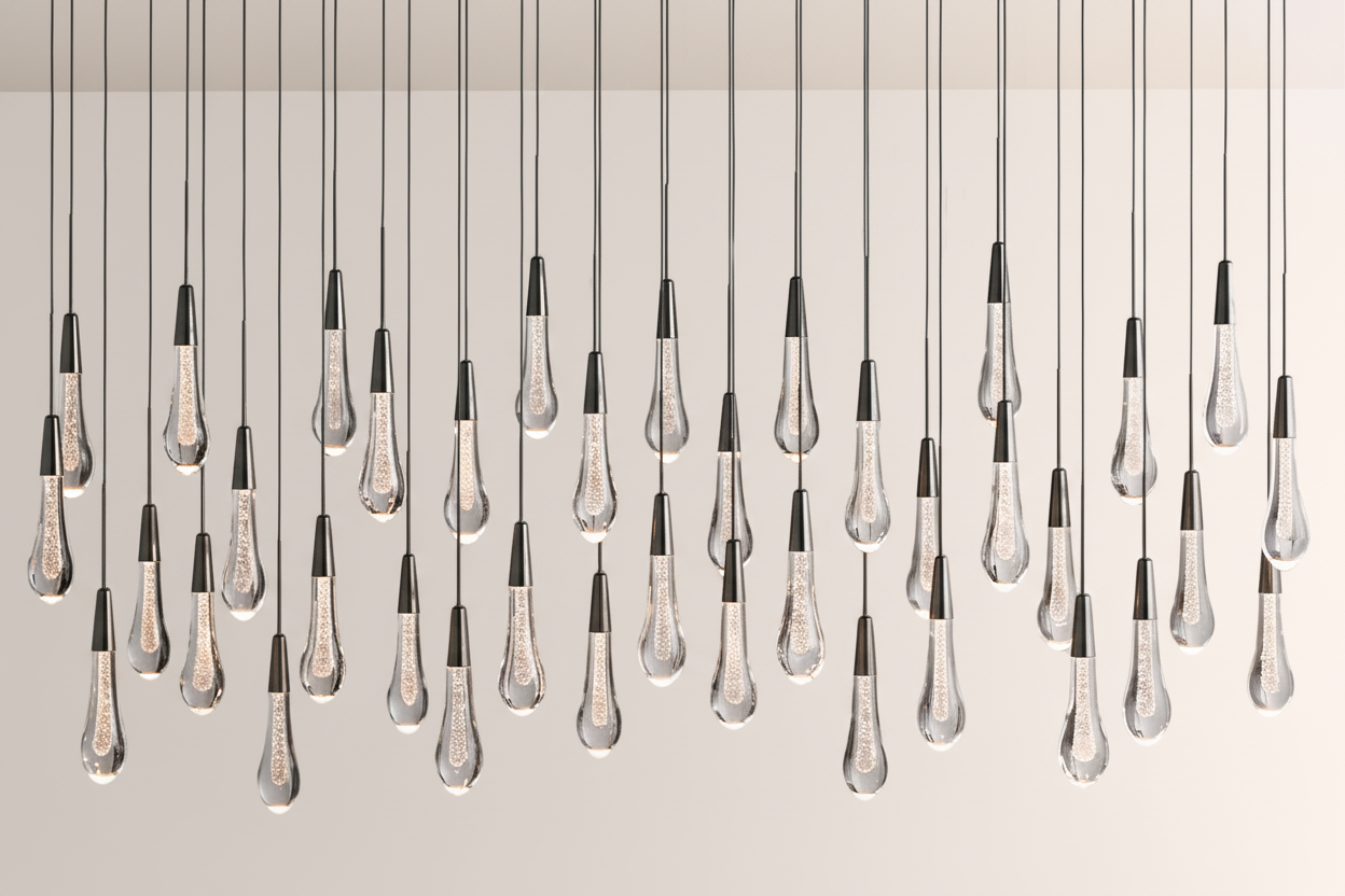 Raindor Glass Solitaire Linear Chandelier
