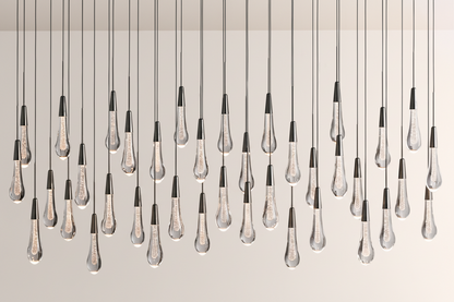 Raindrop Glass Solitaire Linear Chandelier