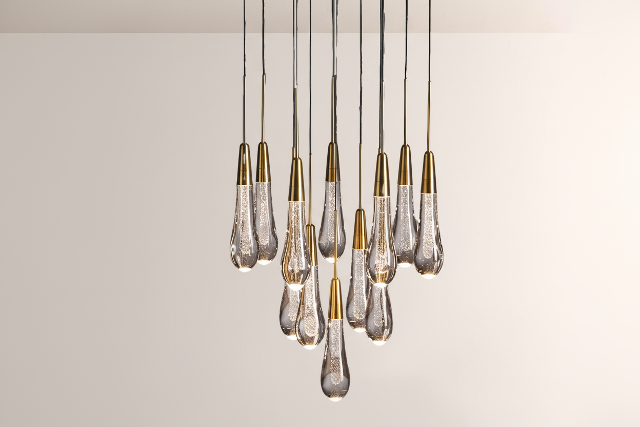 Raindor Glass Round Solitaire Chandelier