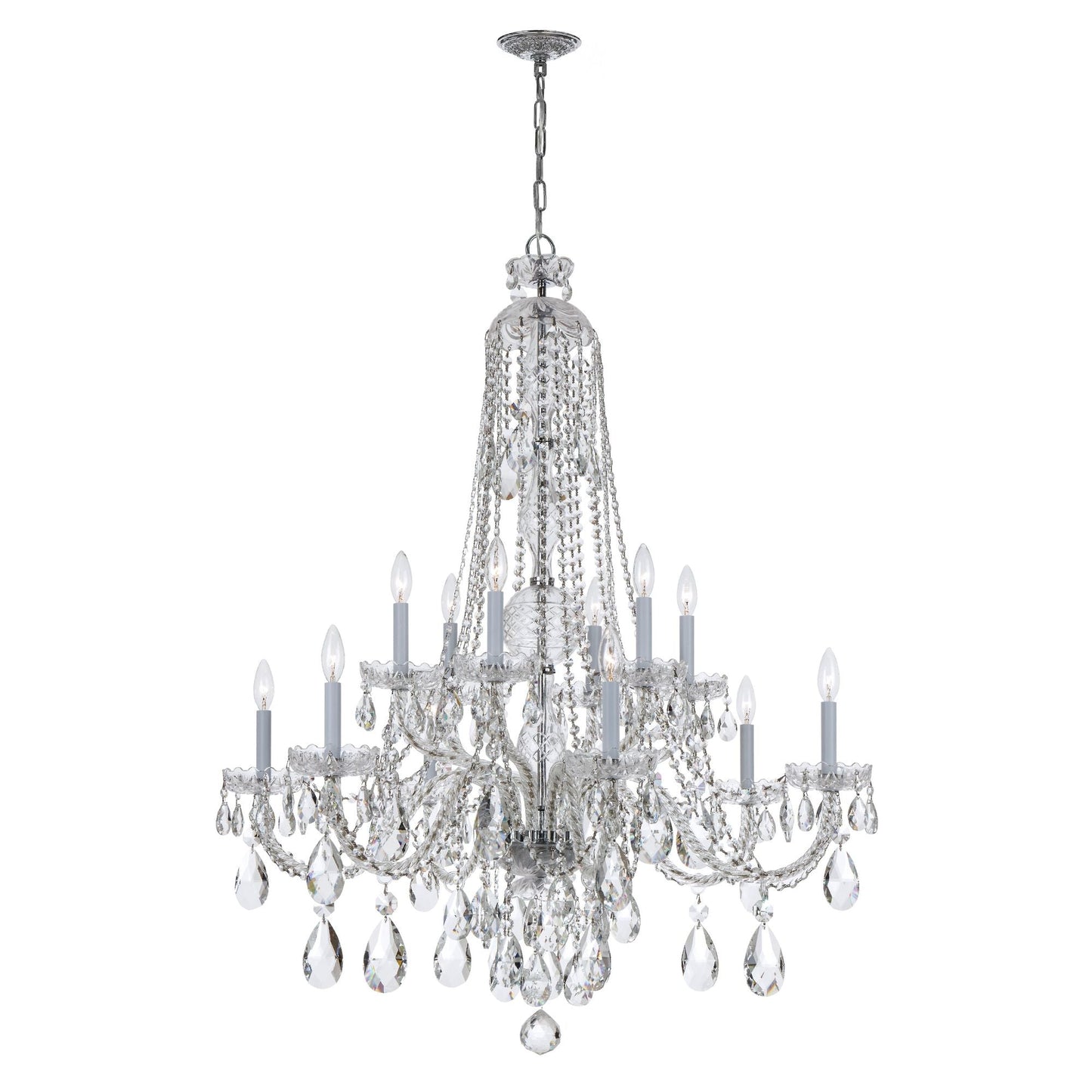 Traditional Crystal 37.5'' Hand Cut Crystal Polished Chrome Chandelier Silver 37.5"W x 48"H x 37.5"D