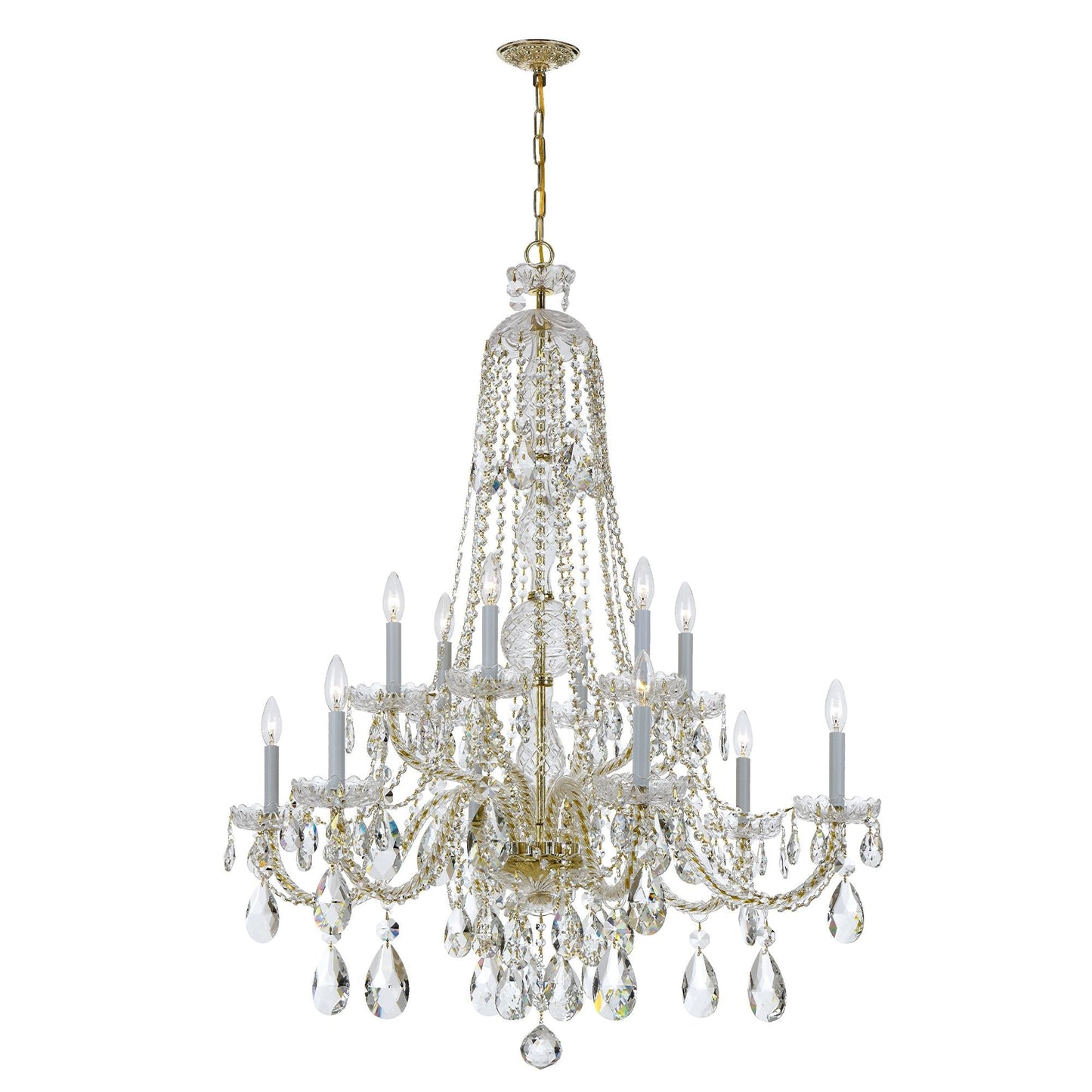 Traditional Crystal 37.5'' Hand Cut Crystal Polished Brass Chandelier Gold 37.5"W x 48"H x 37.5"D