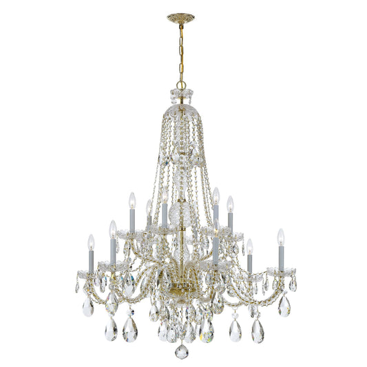 Traditional Crystal 37.5'' Hand Cut Crystal Polished Brass Chandelier Gold 37.5"W x 48"H x 37.5"D