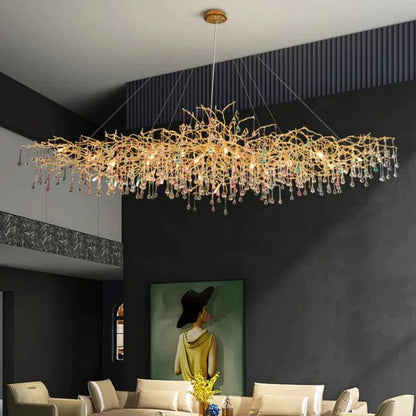 Runl Colorful Crystal Linear Branch Chandelier