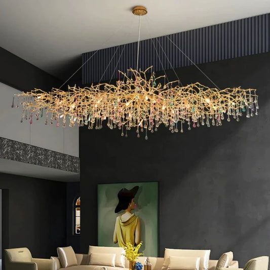 Runl Colorful Crystal Linear Branch Chandelier