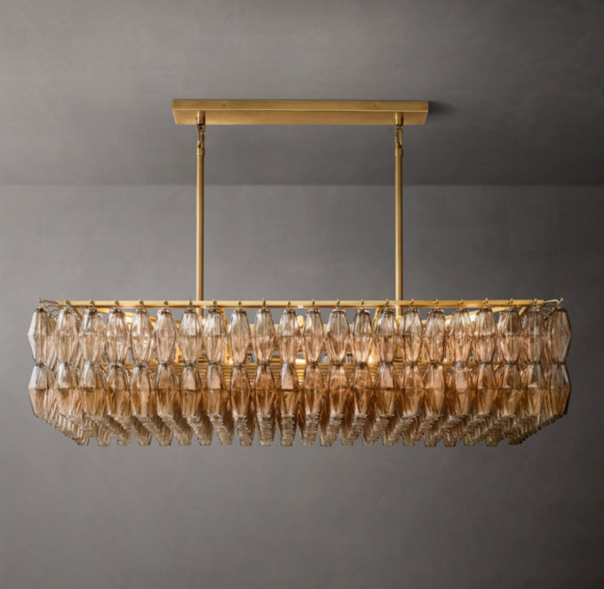 Chiara Rectangular Smoke Glass 54" Chandelier