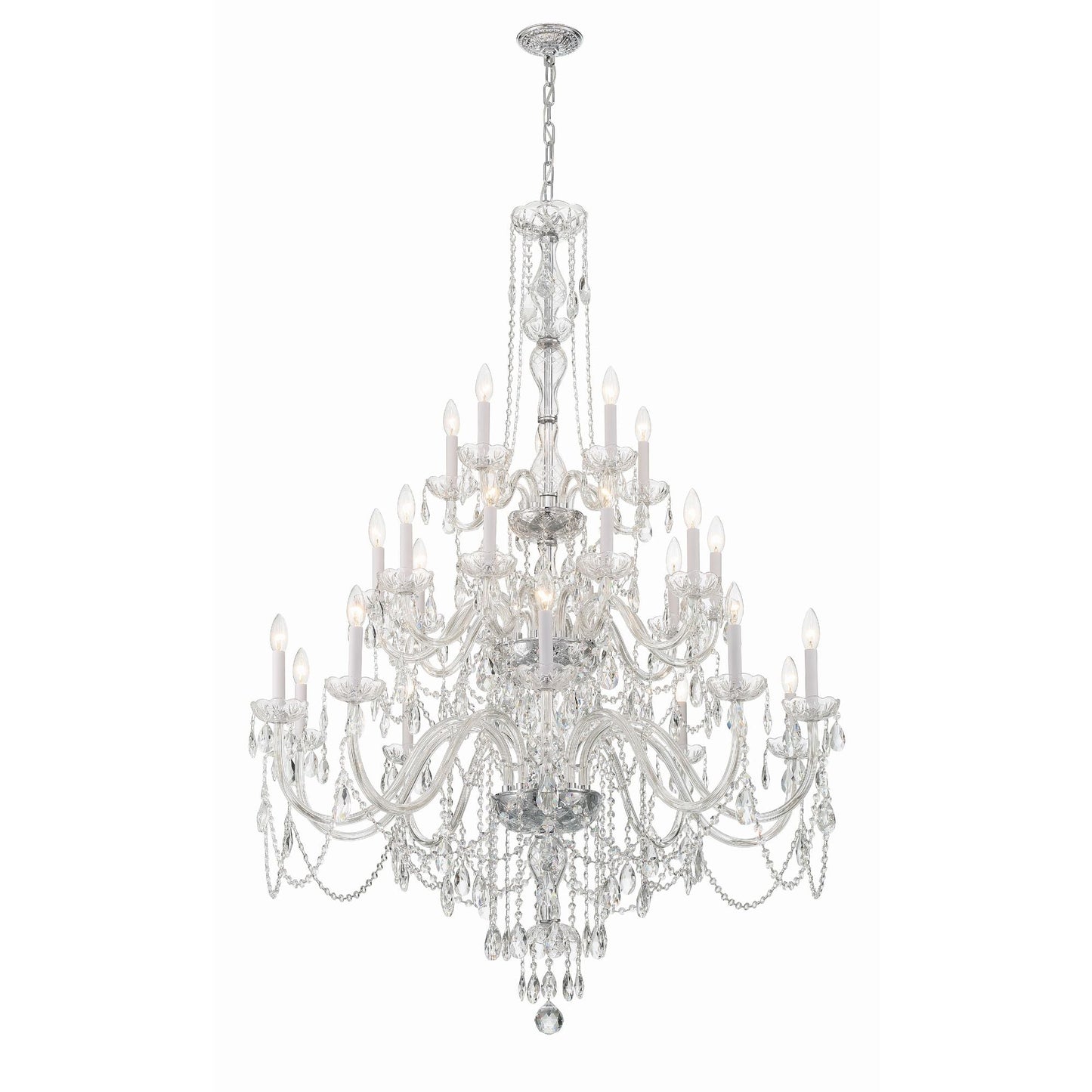 Traditional Crystal 45'' Hand Cut Crystal Polished Chrome Chandelier Silver 45"W x 61"H x 45"D