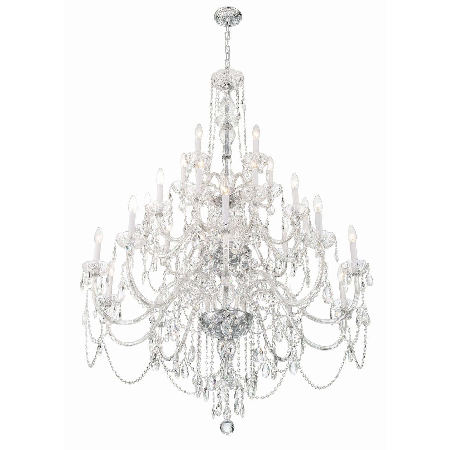 Traditional Crystal 45'' Hand Cut Crystal Polished Chrome Chandelier Silver 45"W x 61"H x 45"D