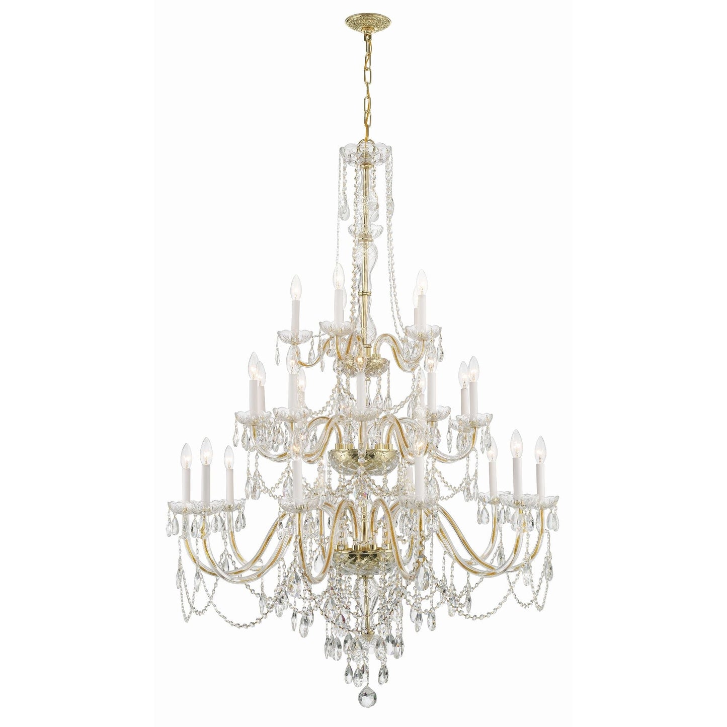 Traditional Crystal 45'' Hand Cut Crystal Polished Brass Chandelier Gold 45"W x 61"H x 45"D