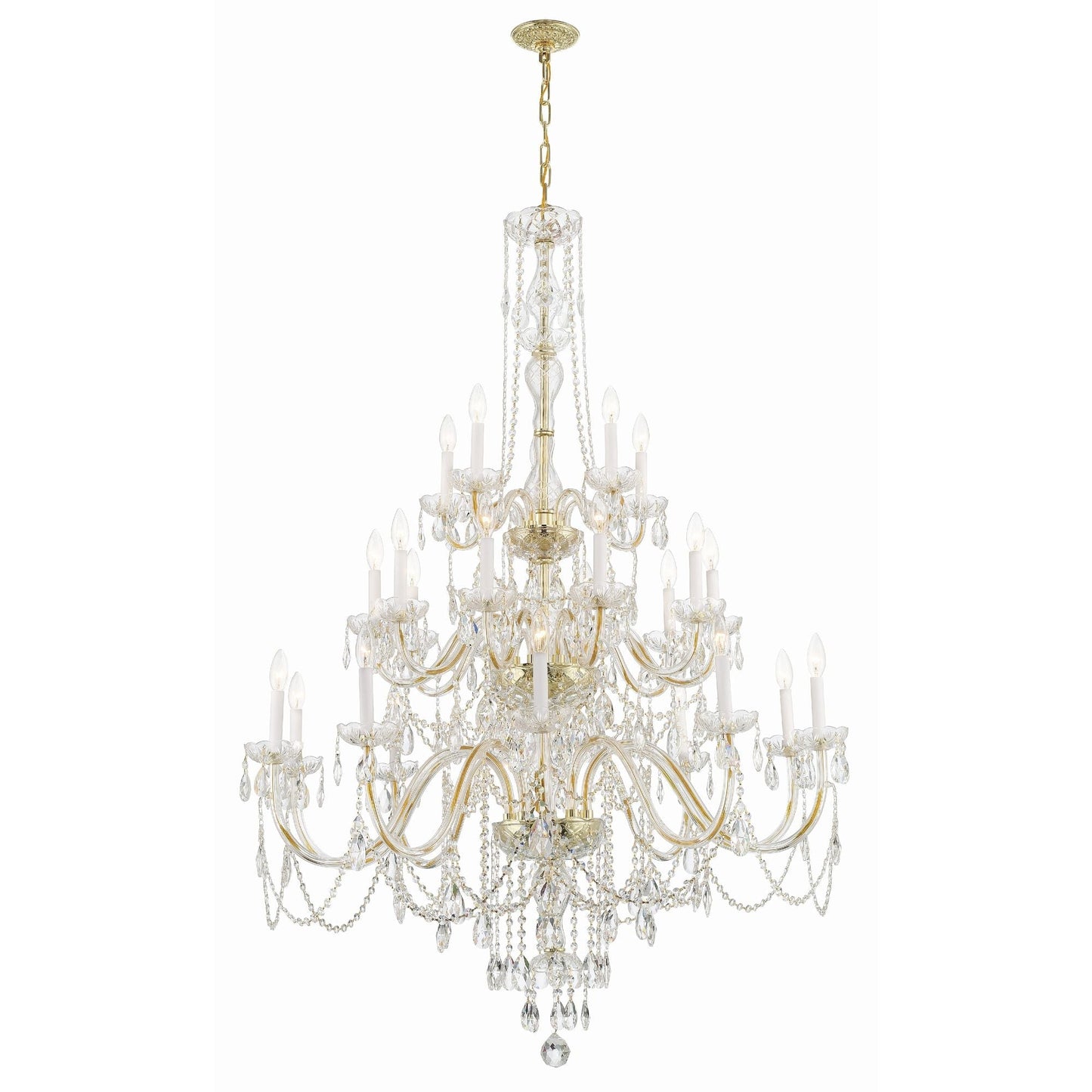 Traditional Crystal 45'' Hand Cut Crystal Polished Brass Chandelier Gold 45"W x 61"H x 45"D