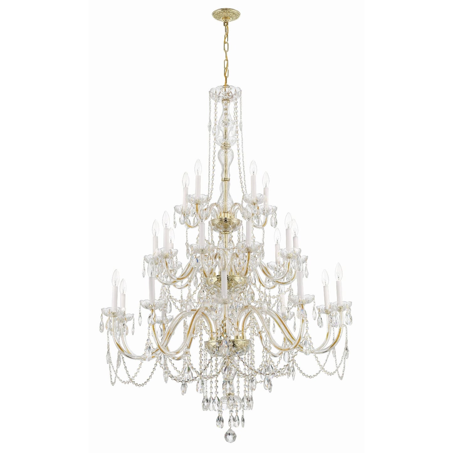 Traditional Crystal 45'' Hand Cut Crystal Polished Brass Chandelier Gold 45"W x 61"H x 45"D