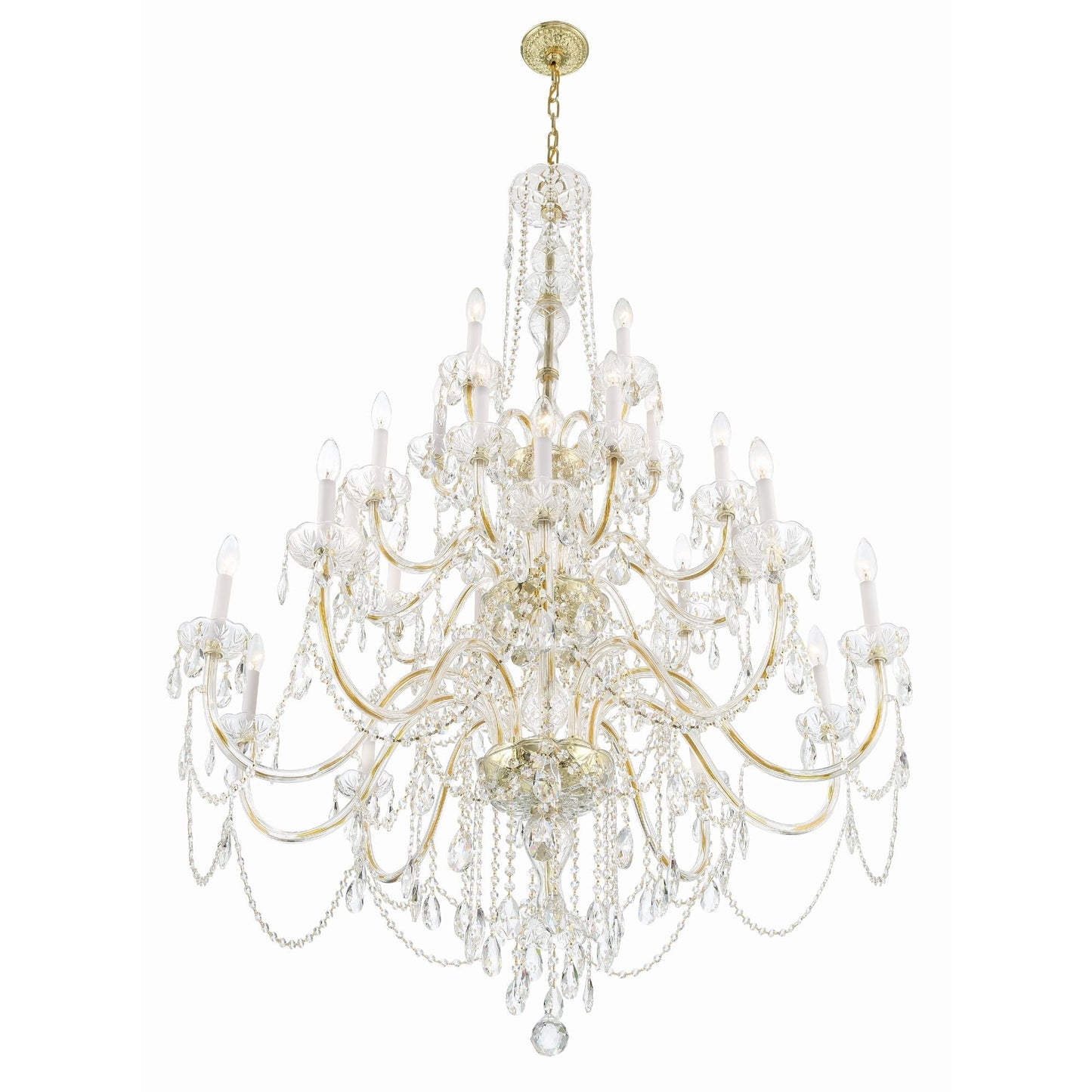 Traditional Crystal 45'' Hand Cut Crystal Polished Brass Chandelier Gold 45"W x 61"H x 45"D