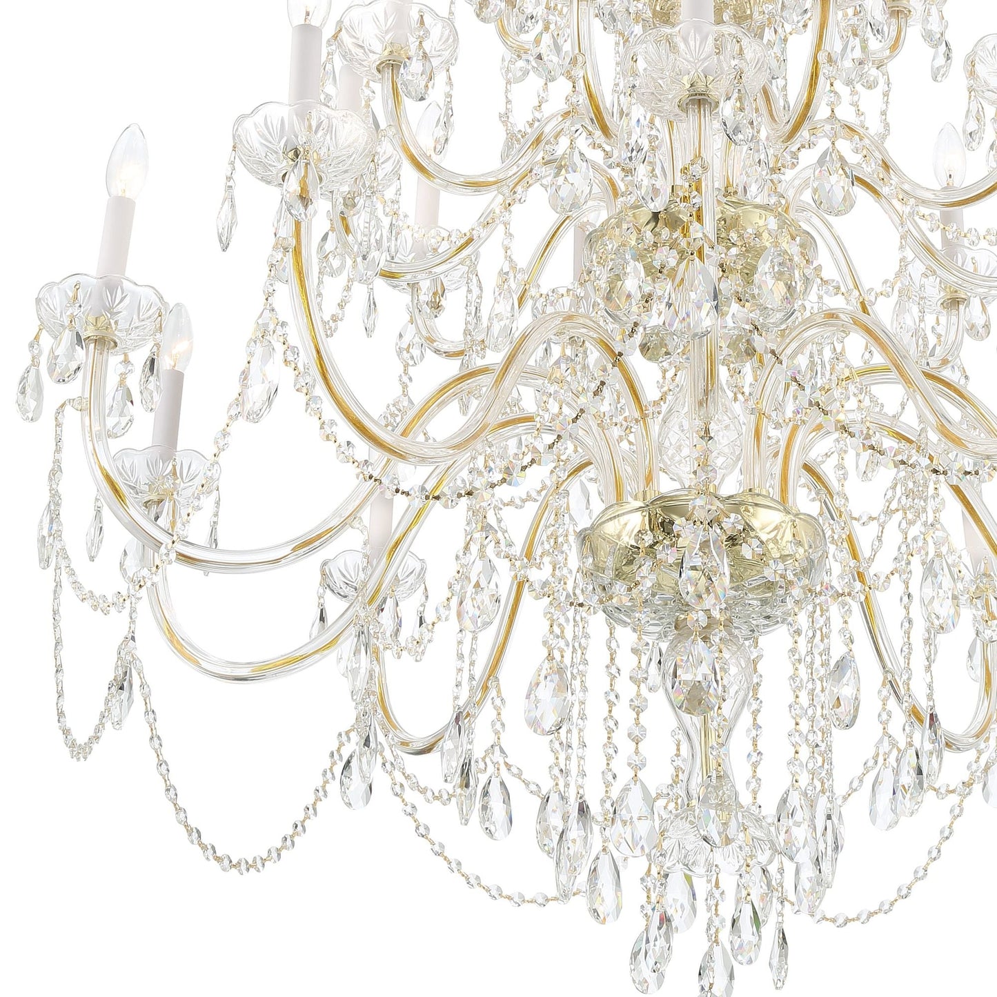 Traditional Crystal 45'' Hand Cut Crystal Polished Brass Chandelier Gold 45"W x 61"H x 45"D