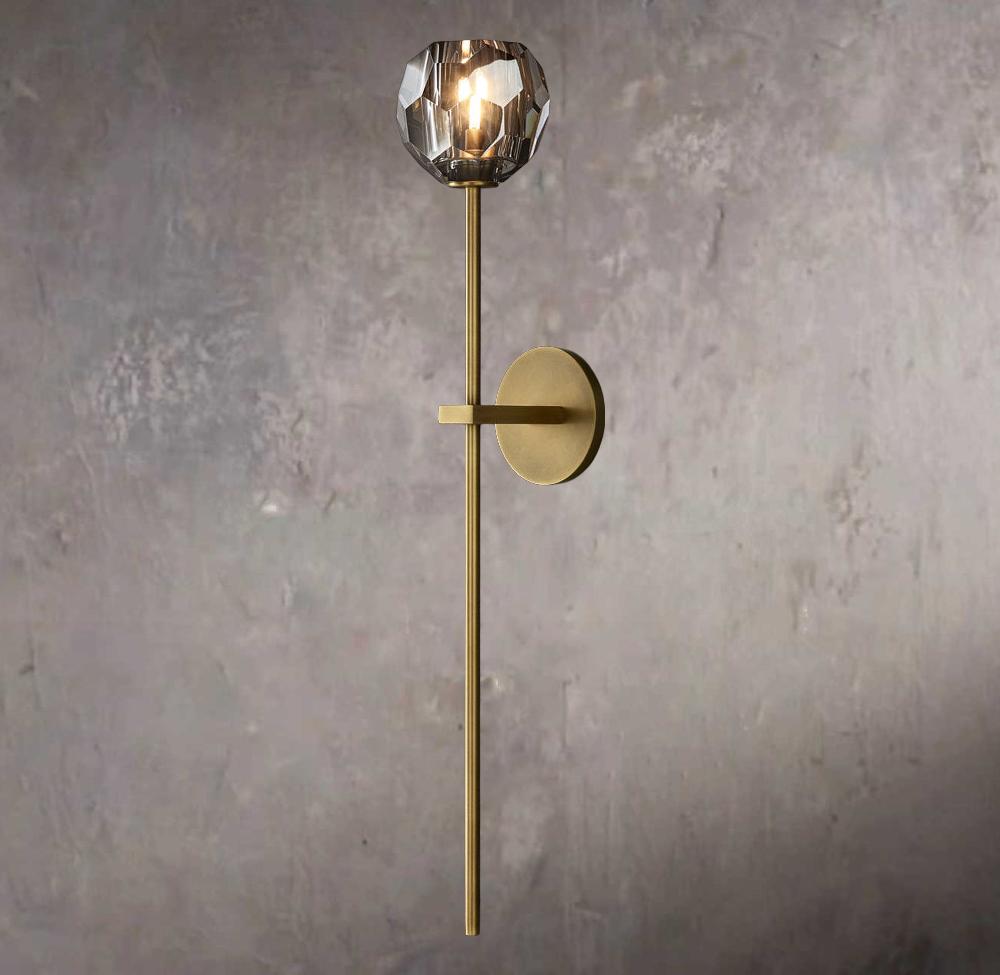 Crystal Orb Smoke Glass Grand Wall Sconce