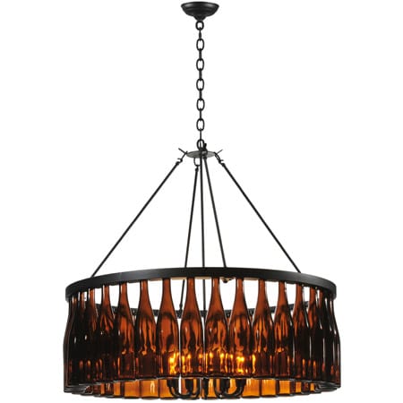 Tuscan Vineyard 12 Light 1 Tier Wine Bottle Drum Chandelier
