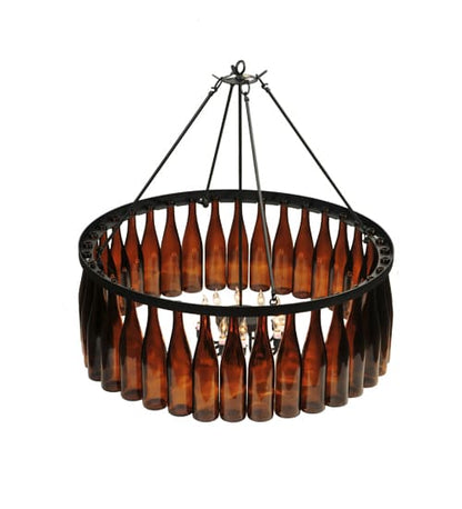 Tuscan Vineyard 12 Light 1 Tier Wine Bottle Drum Chandelier