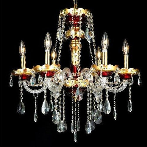 Six-Light Chandelier with Clear Royal Cut Crystals