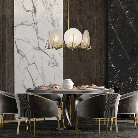 Callisto 7-Light Pendant 7-Light Alabaster in Modern Brass