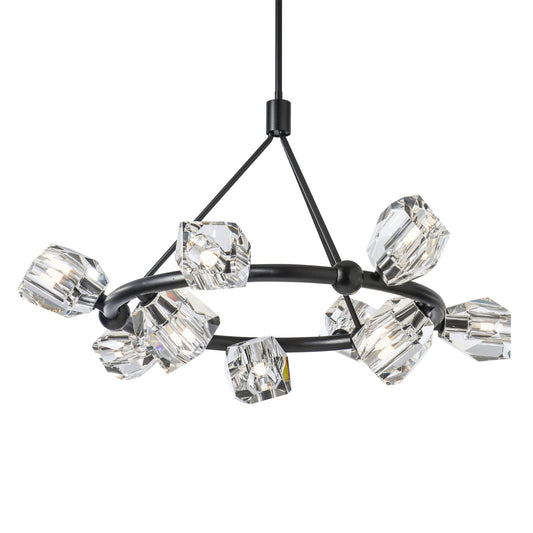 Gatsby 9-Light Ring Pendant 9-Light Crystal in Black