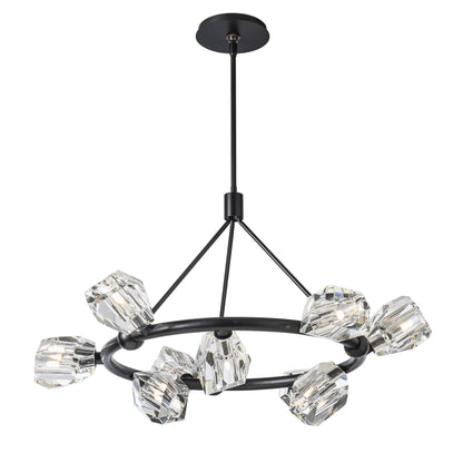 Gatsby 9-Light Ring Pendant 9-Light Crystal in Black