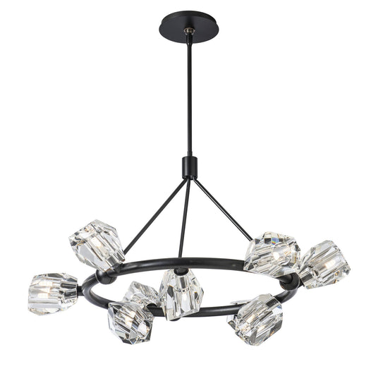 Gatsby 9-Light Ring Pendant 9-Light Crystal in Black