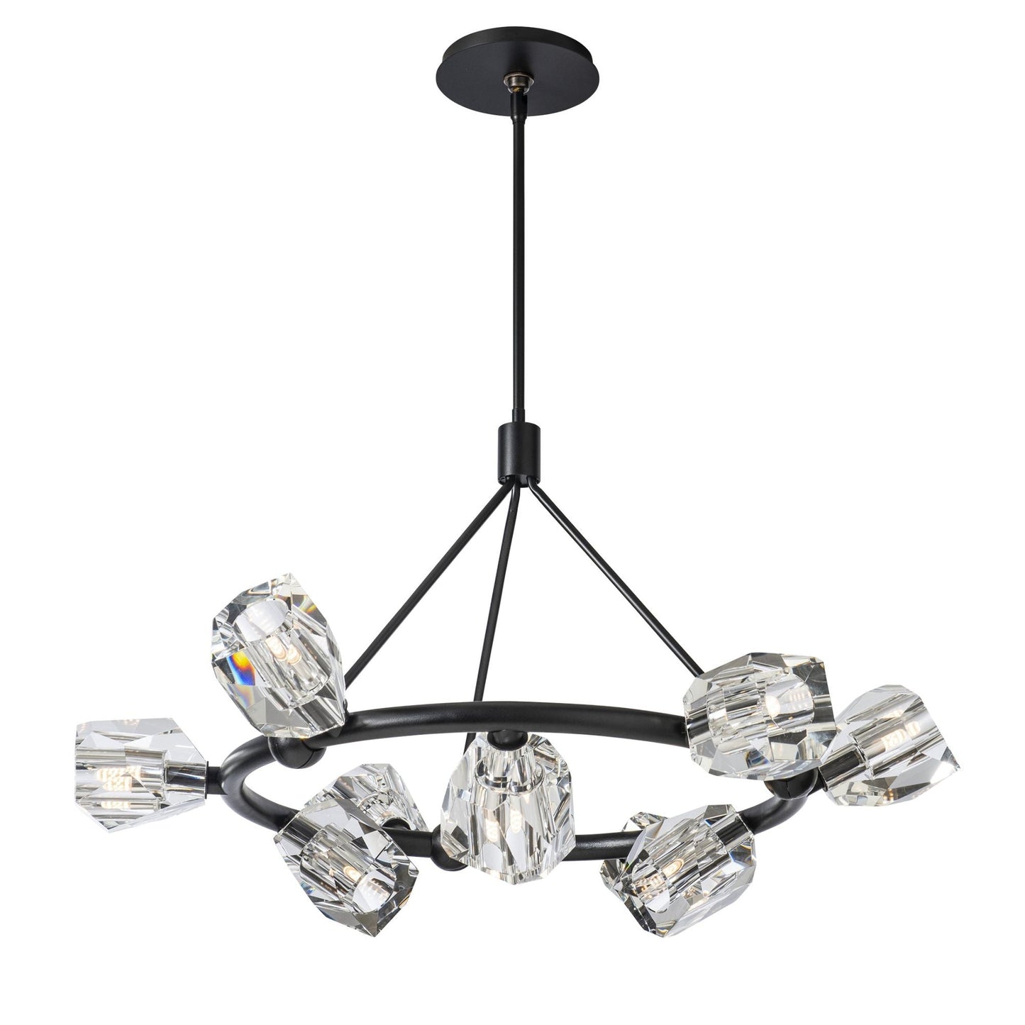 Gatsby 9-Light Ring Pendant 9-Light Crystal in Black