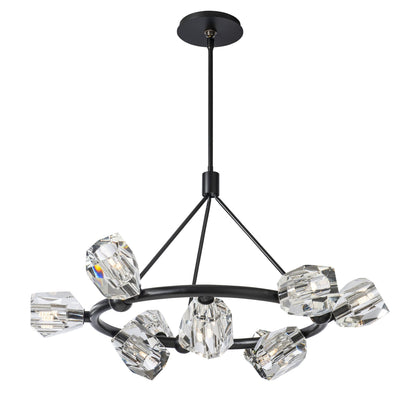 Gatsby 9-Light Ring Pendant 9-Light Crystal in Black