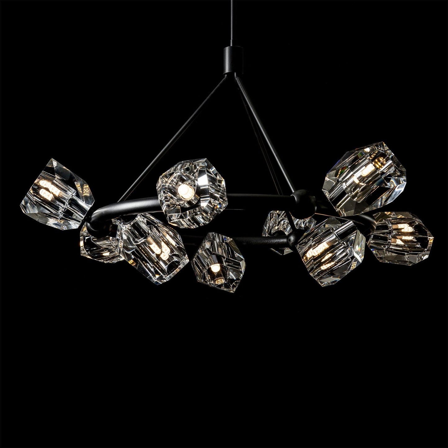 Gatsby 9-Light Ring Pendant 9-Light Crystal in Black