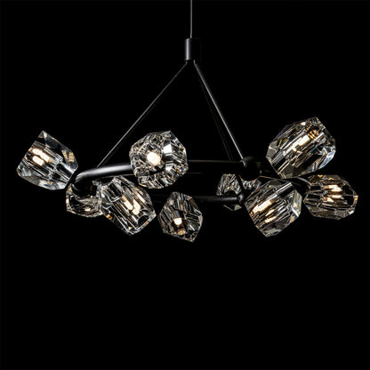 Gatsby 9-Light Ring Pendant 9-Light Crystal in Black