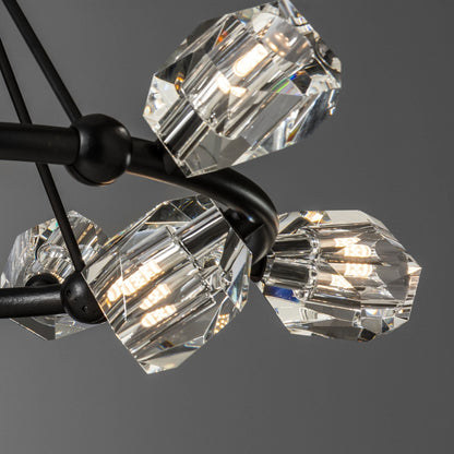 Gatsby 9-Light Ring Pendant 9-Light Crystal in Black