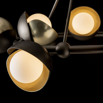 Brooklyn 9-Light Double Shade Ring Pendant 9-Light Modern Brass Accent Opal Glass (GG) in Oil Rubbed Bronze