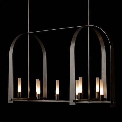 Triomphe 9-Light Linear Pendant 9-Light Frosted Glass (FD) in Dark Smoke