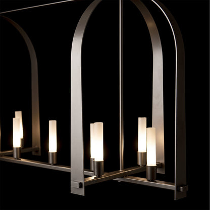 Triomphe 9-Light Linear Pendant 9-Light Frosted Glass (FD) in Dark Smoke
