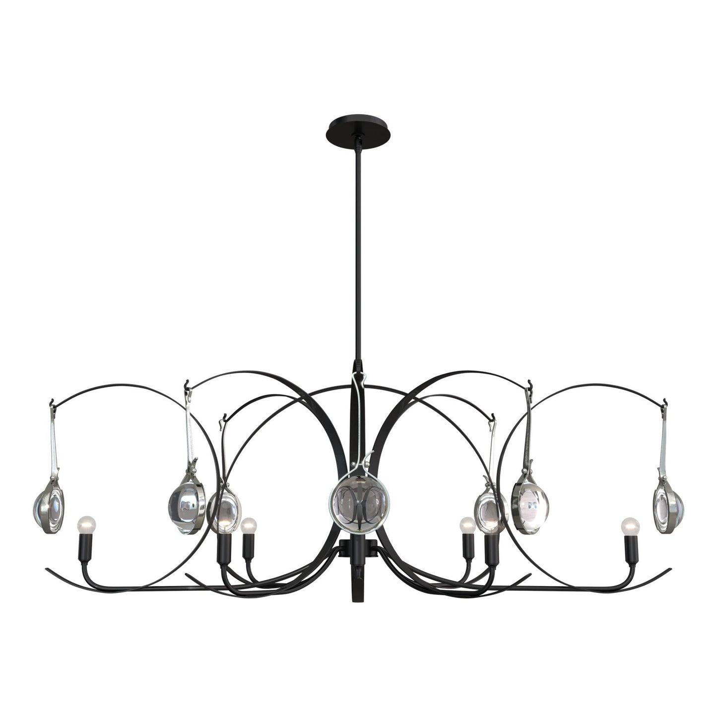 Optic 8-Light Oval Pendant 8-Light Sterling Accent Clear Glass (ZM) in Black