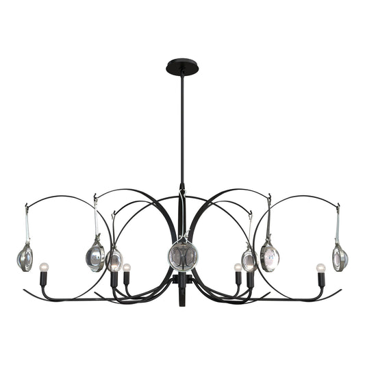 Optic 8-Light Oval Pendant 8-Light Sterling Accent Clear Glass (ZM) in Black